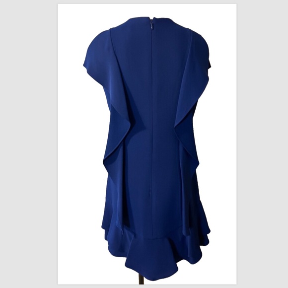 BCBGMaxAzria AnneMarie Dress M Medium Blue Short Sleeve Shift Washable Ruffled - Picture 6 of 13